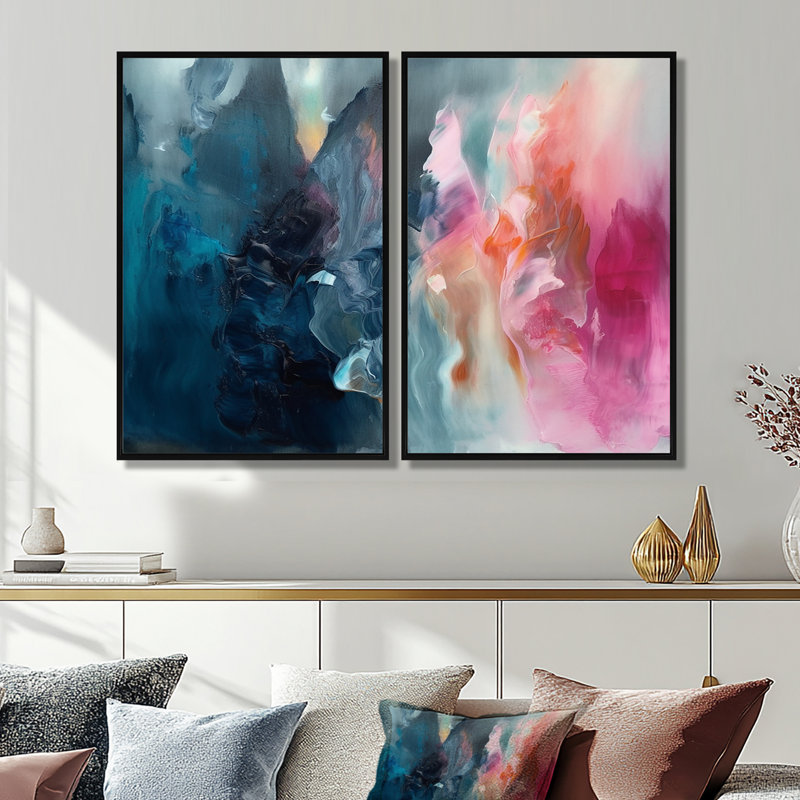 Chinwe - impressions sur toile bleues, Noir, H 36 po x l 48 po, Reproduction encadrée sans passe-partout