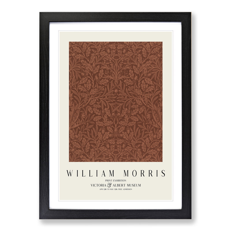 Acorns and Oak Leaves by William Morris - Picture Frame Painting, 48cm H x 36cm W x 2cm D, Black Framed