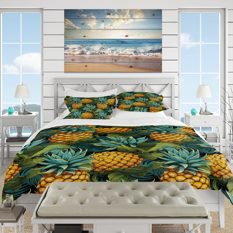 Pineapple Serenity Tropical Pattern III - Ensemble de housse de couette tropical