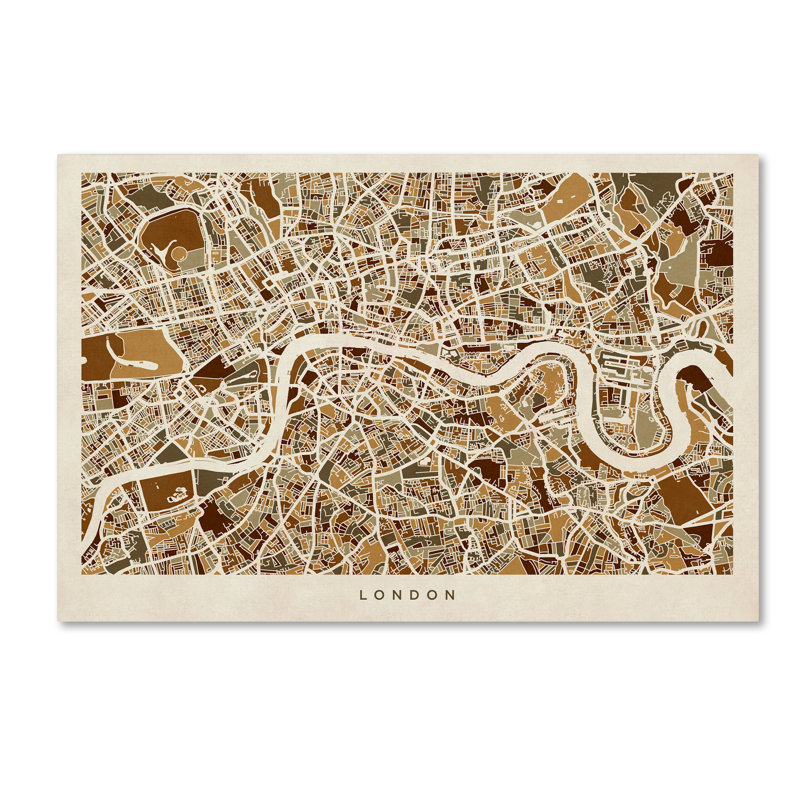 « london england street map 2 », reproduction d’impression sur toile tendue, H 16 po x l 24 po x P 2 po