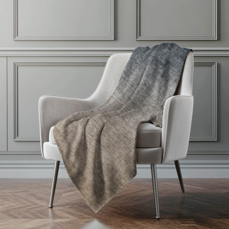 Addison Machine Washable Sherpa Ombre Throw Blanket, Gray