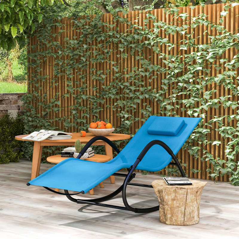 Chaise berçante pour l'extérieur, zéro gravité, eau bleue pour patio, jardin, piscine avec coussin de jardin