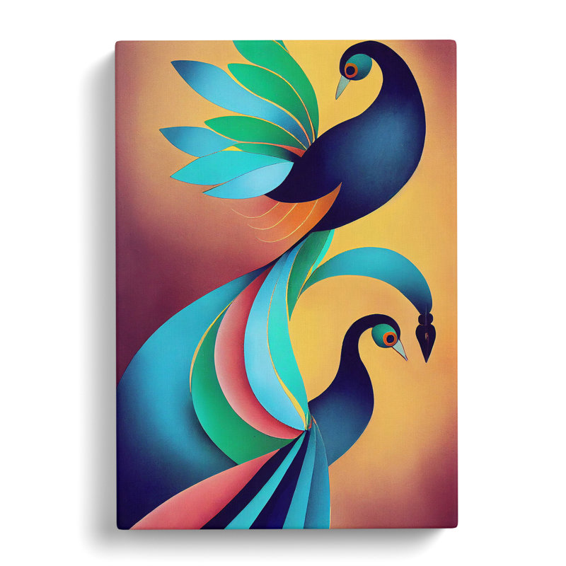 The Classical Peacock Abstract - Wrapped Canvas, 76cm H x 50cm W x 3cm D