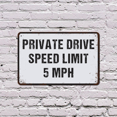 Private Drive Speed Limit 11 Inch x 17 Inch Plastic Sign