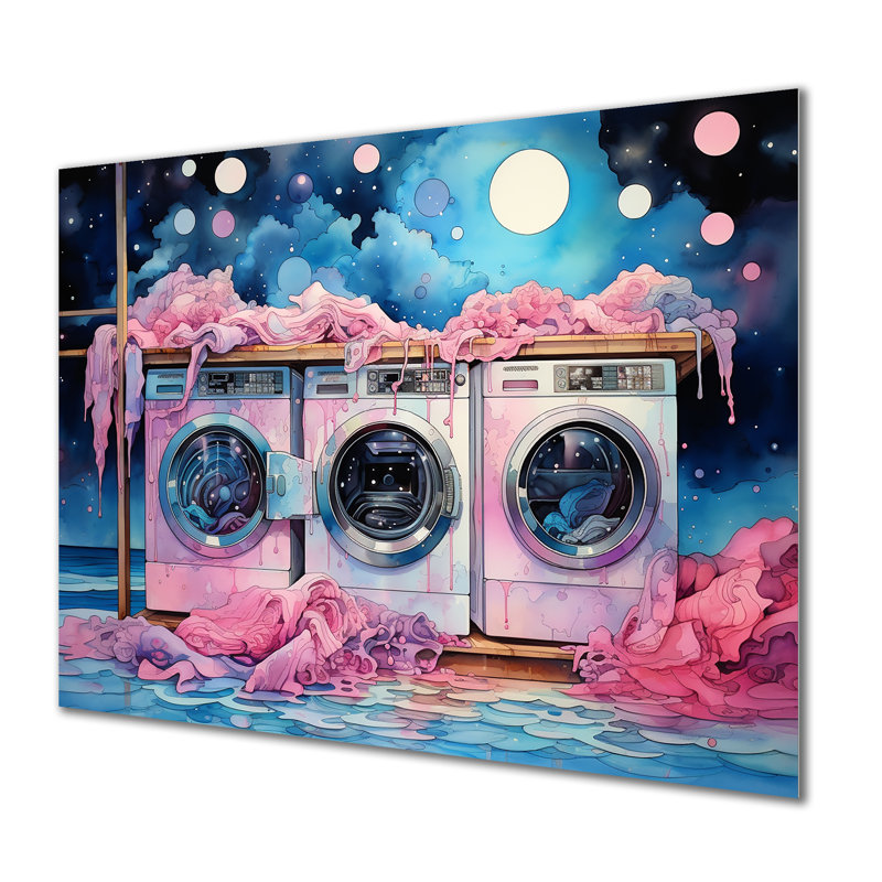 Machine à laver rose Escapade 4 - Art mural en métal blanchisserie MT135153, H 12 po x l 20 po x P 1 po
