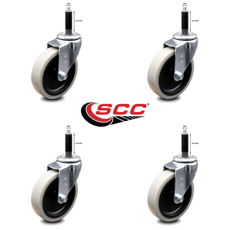 4 Inch Thermoplastic Rubber Wheel 3/4 Inch Expanding Stem Caster Set of 4 SCC/SCC-EX05S410-TPRS-34-4