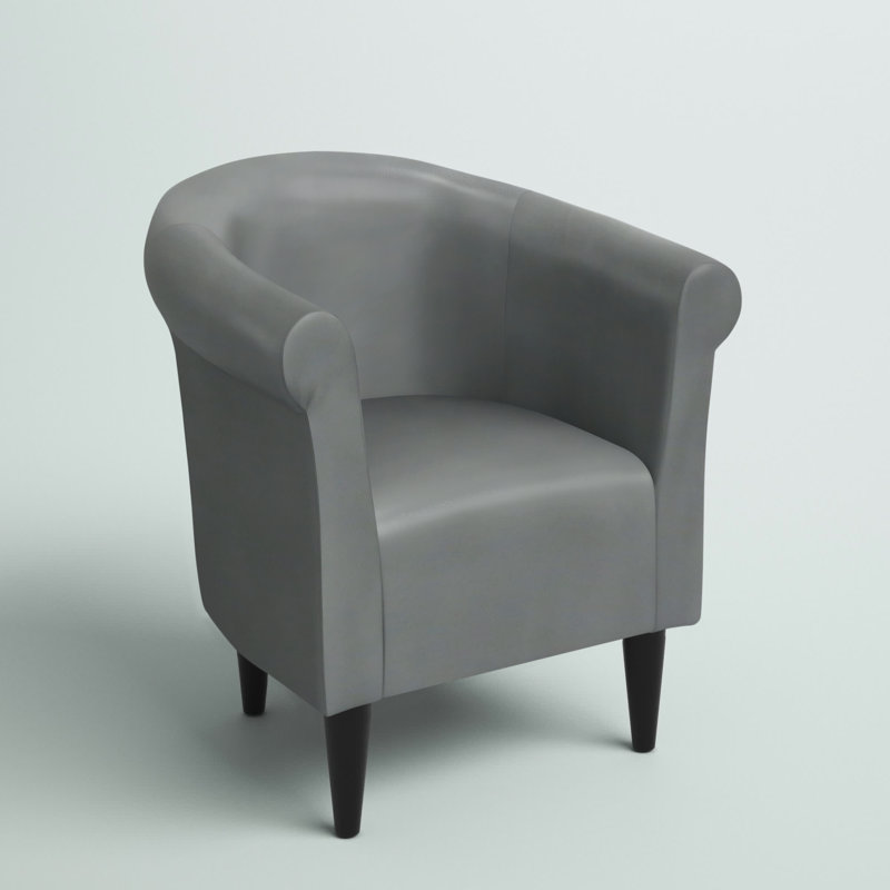 Fauteuil demi-tonneau l 30,5 po Liam, Similicuir gris