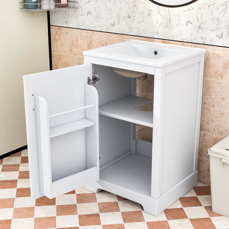 Meuble-lavabo autoportant de 20 po avec armoire durable, Blanc