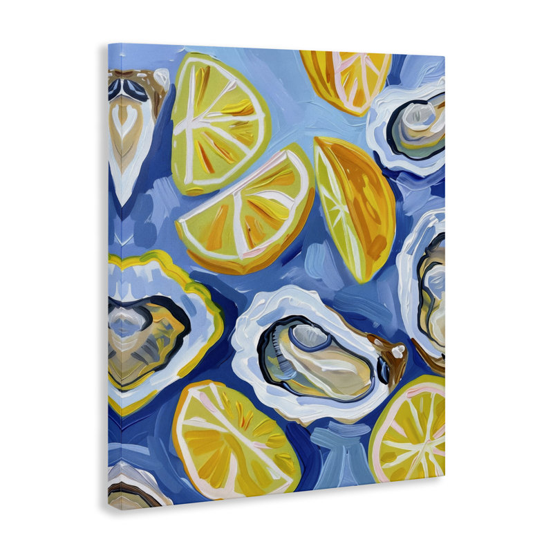 Art mural à motif de citron et d'huîtres par LSR Design Studio, H 20 po x l 16 po