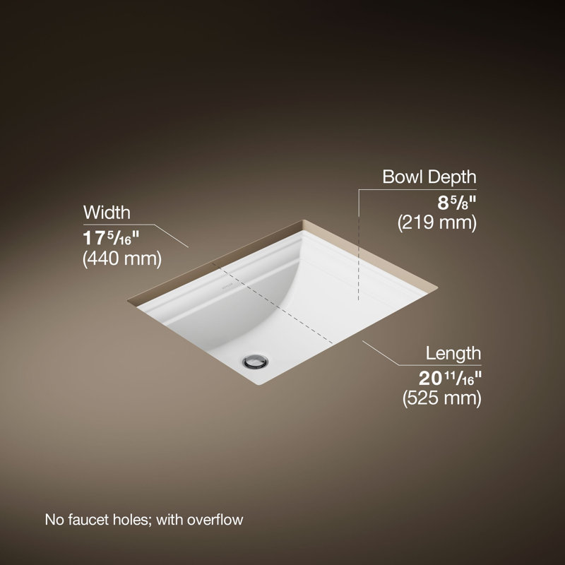 Memoirs® Vitreous China Rectangular Undermount Bathroom Sink with Overflow, White