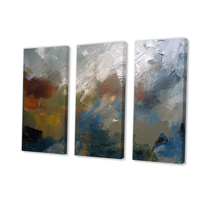 «Feeling Autumn Abstract Red Orange Blue», ensemble d'art sur toile abstraite, H 28 po x l 36 po x P 1 po