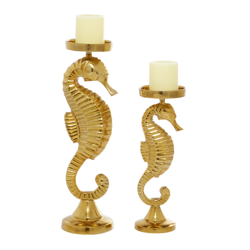 Ensemble de chandelles de table en aluminium 2 pièces, Doré