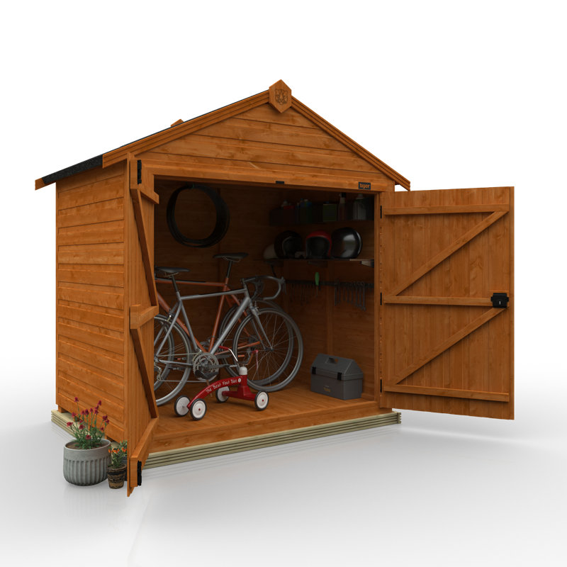 TigerFlex® Modular Buildings Solid Wood Shiplap Apex Bike Shed, 6ft. W x 6ft. D