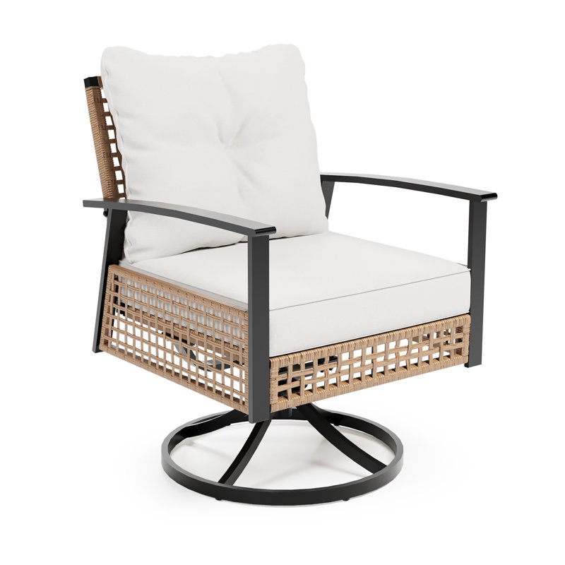 Chaise carrée pivotante d'extérieur 1 pièce avec coussins amovibles