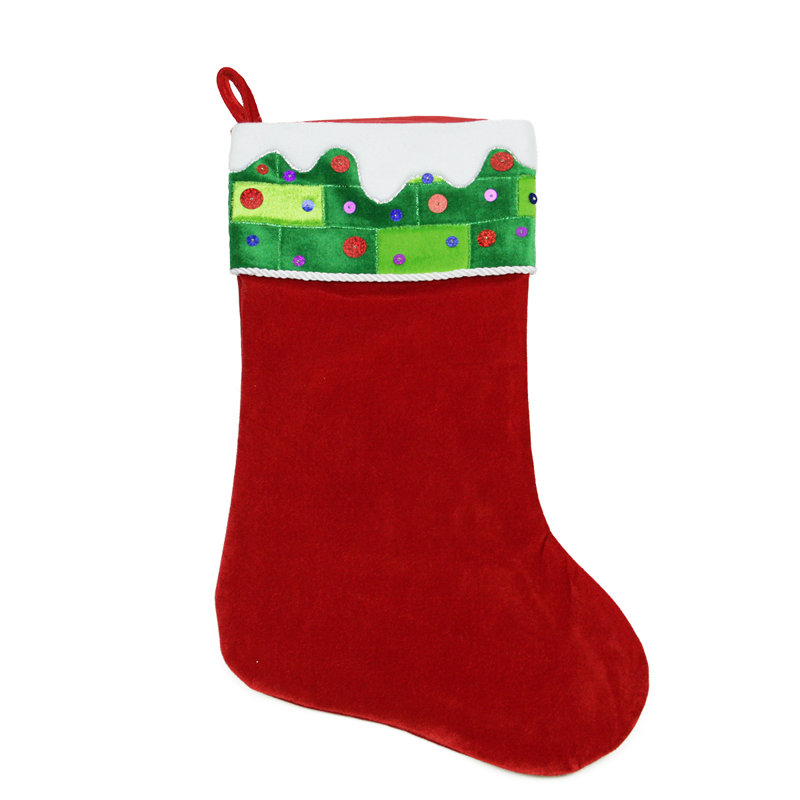 Chaussette de Noël 24 po, Rouge / Vert