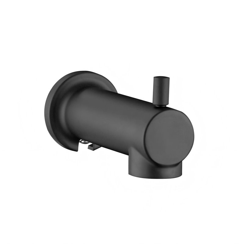 Wall Mounted Slip On Tub Spout With Diverter, Matte Black
