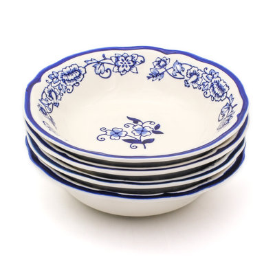Blue Garden Hand-painted Soup Bowl Set