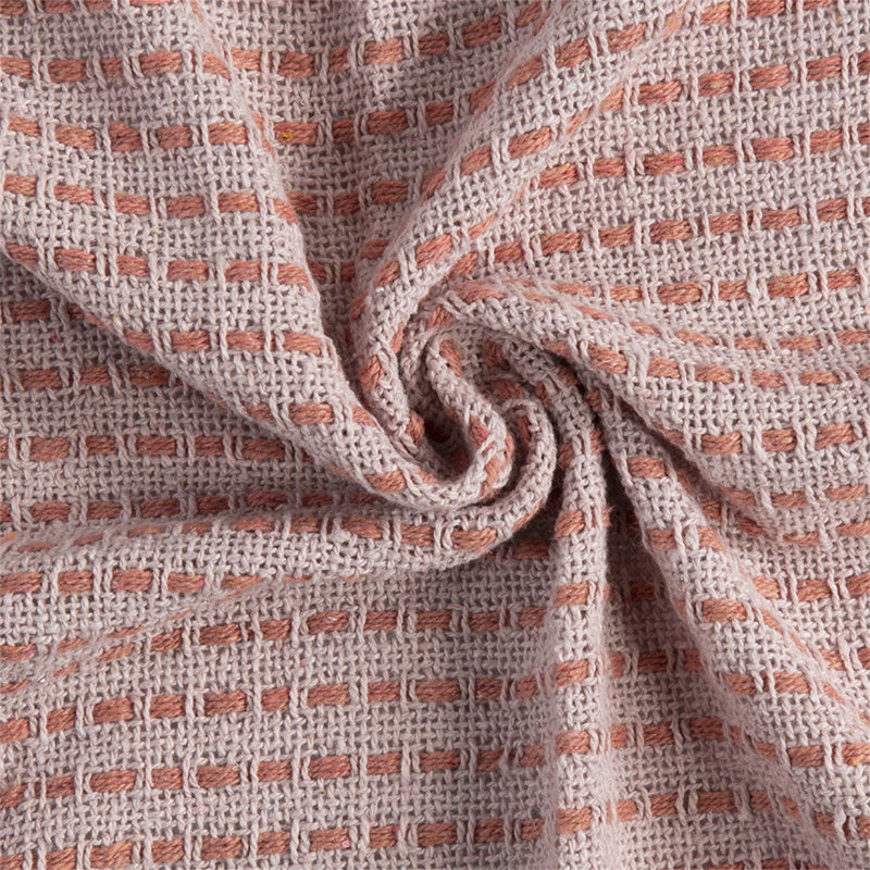 Jeté 50x60 "en coton rose avec pampilles, Rose clair