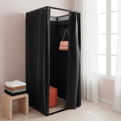 Cabine de vestiaire moderne autoportante moderne avec rideau d'ombrage noir