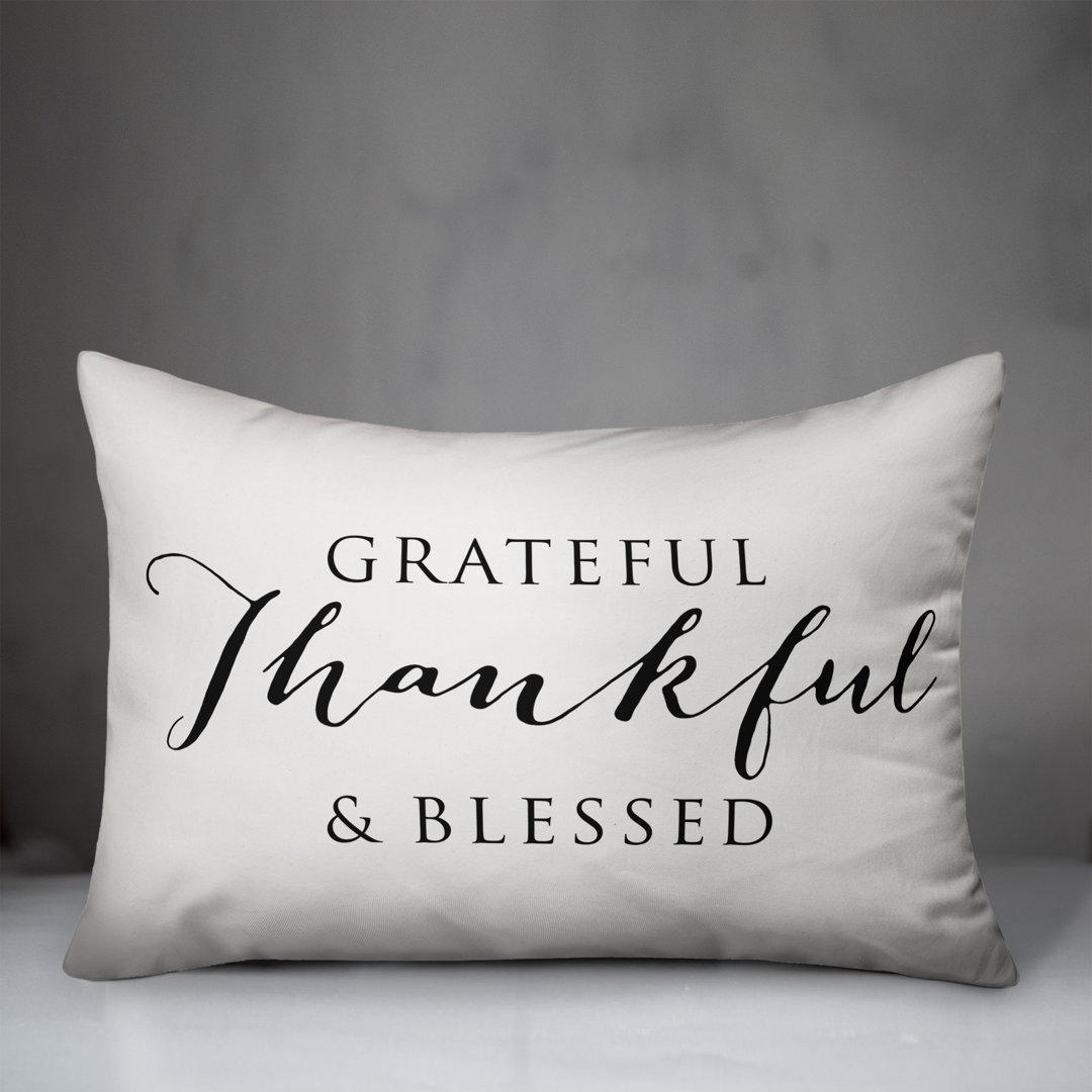 Grateful Thankful Blessed Outdoor Rectangular Pillow Cover & Insert Designs Direct Creative Group 