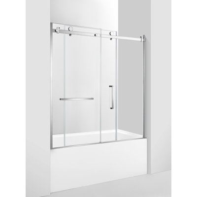 Kingston Brass 60-Inch Acrylic Rectangular 3-Wall Anti-Skid Alcove Tub With Tub Door, Left Hand Drain