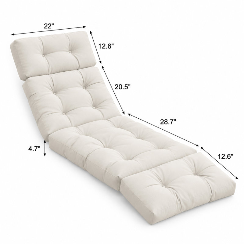 Coussin pour chaise longue d'extérieur, coussin imperméable pour chaise longue de patio avec attaches