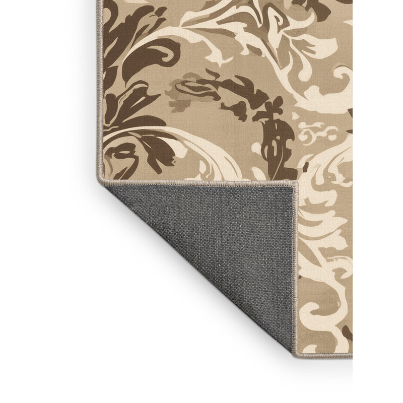 Tapis doux et moelleux en damas traditionnel brun Elbridge, 2 x 3