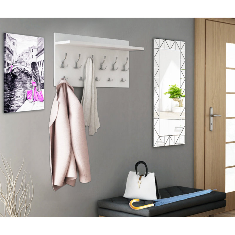 Eizo 11 - Hook Wall Mounted Coat Rack, White