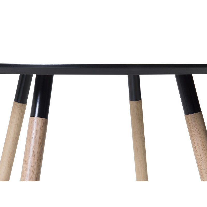Bola Round Solid Wood Base Dining Table, Black