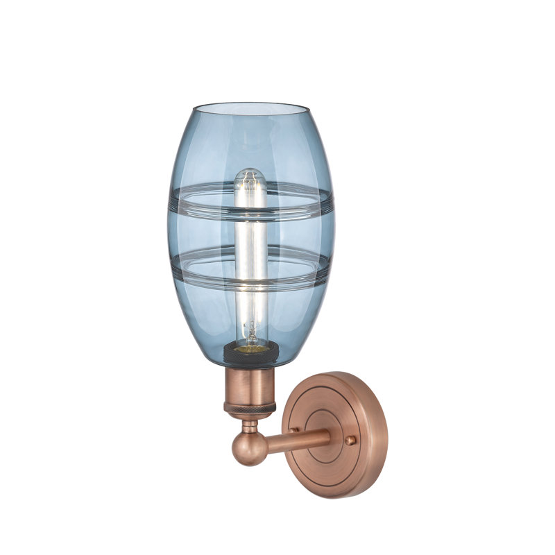 Applique murale en acier Bettylou, H 10,38 po x l 5,88 po x P 7,44 po, Bleu princesse, Cuivre antique