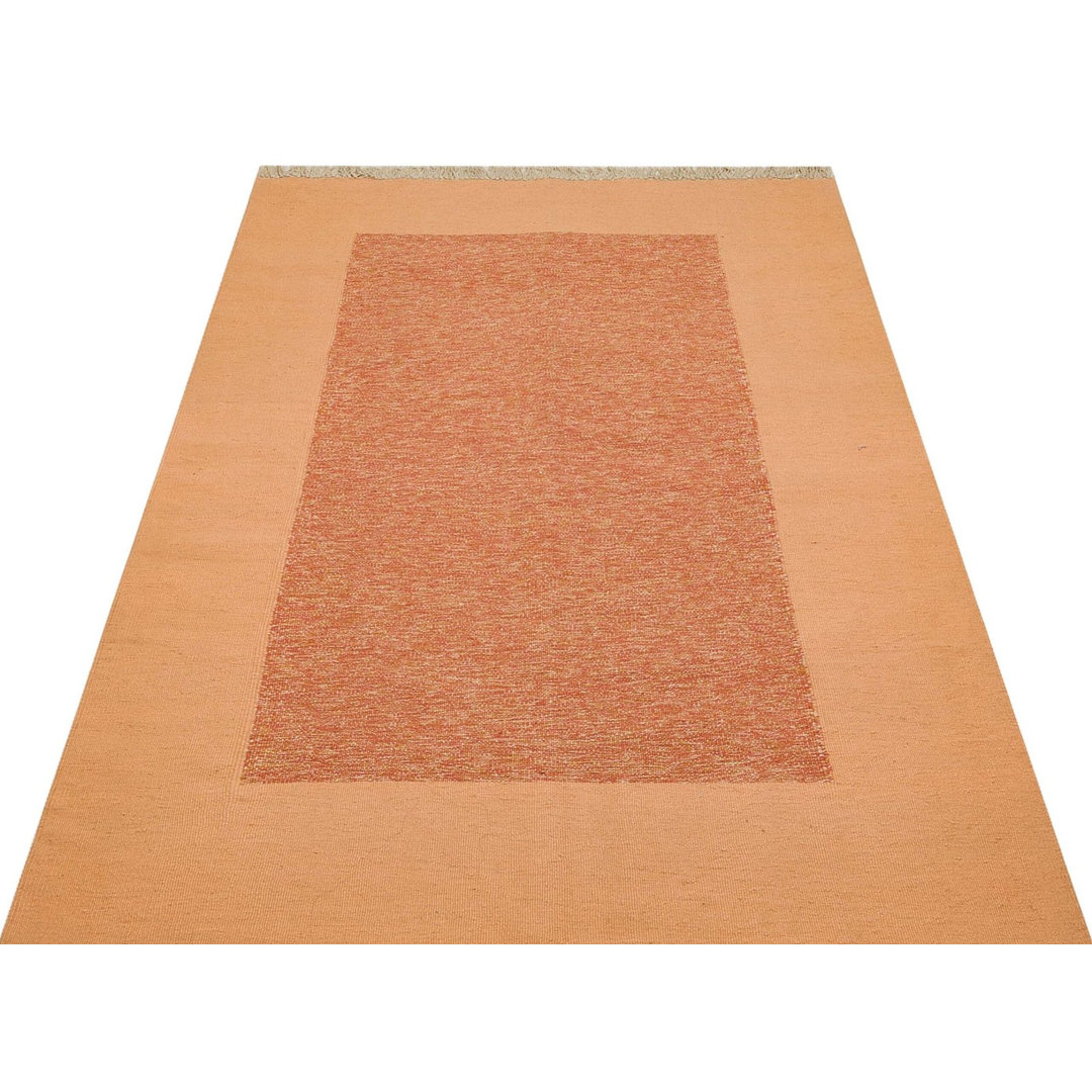 Kilim Salmon Flat Wool Handmade Area Rug