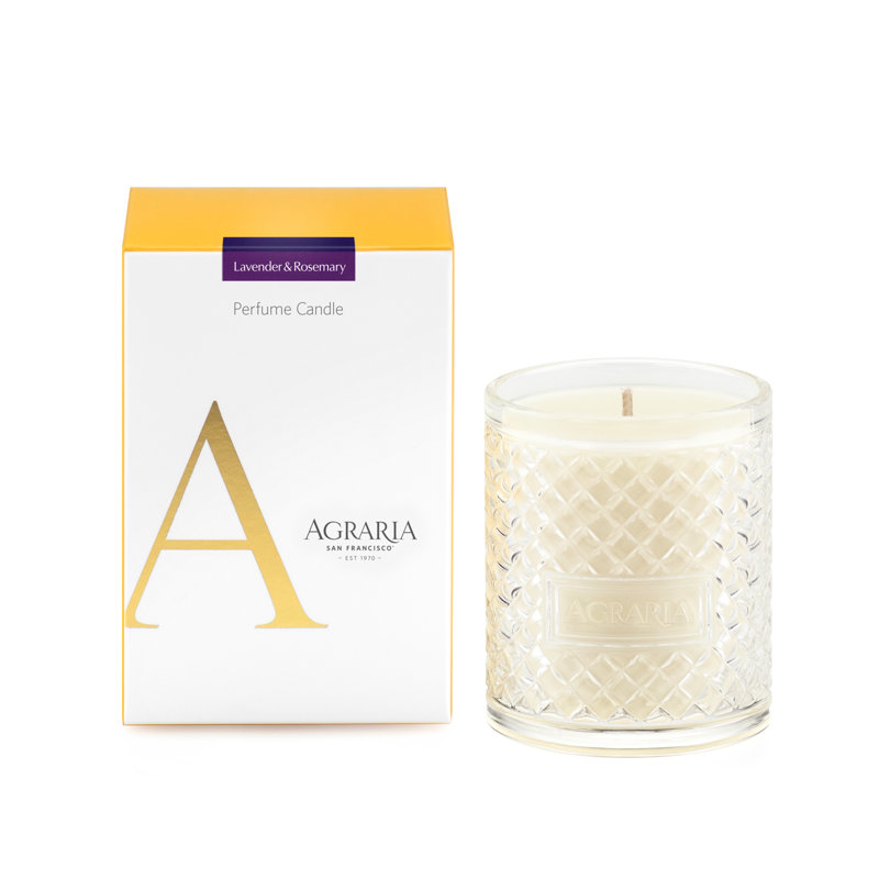 Lavender and Rosemary Scented Designer Candle, 4.75" H x 3" W x 3" D
