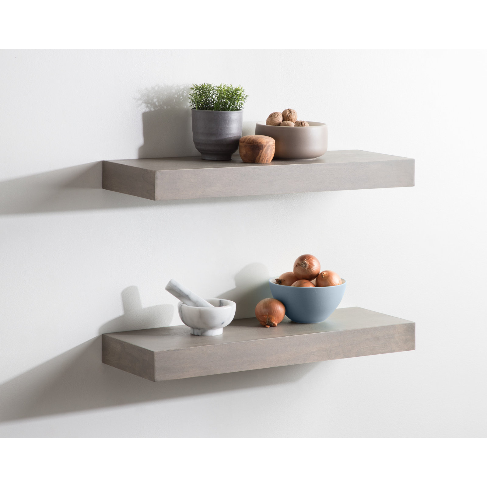 Jeremiah 2 Piece Picture Ledge Wall Shelf, Gray, 2.3" H x 24" W x 8" D