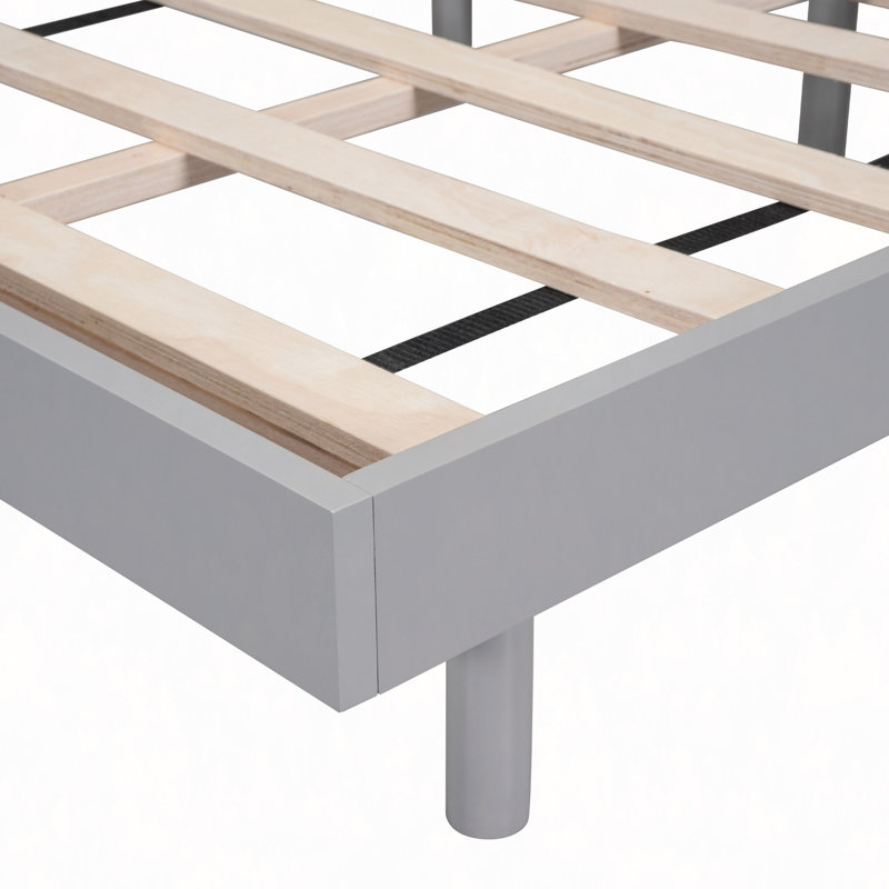 Floating Platform Bed Frame, Gray, Queen