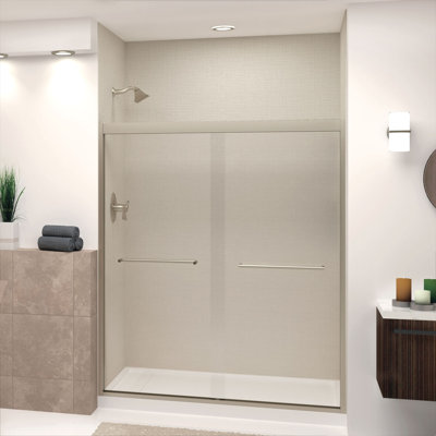Frederick 57.75" W x 70" H Semi Frameless Shower Door