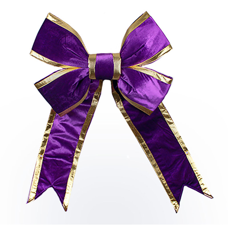 Nœud papillon en velours de 61 cm, Mauve / doré
