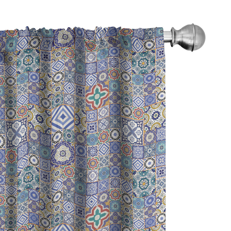 Multicolor Moroccan Pattern Polyester Room Darkening Curtain Panels