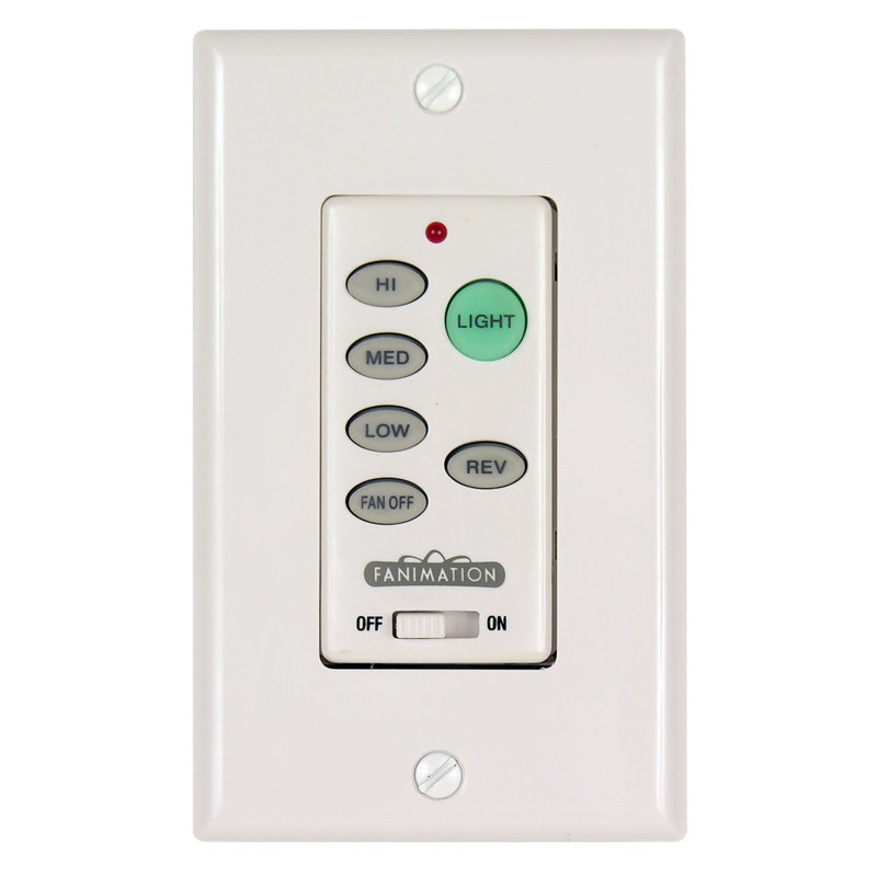 Ceiling Fan Wall Control Reversing - 3 Speed Fan and Light - White