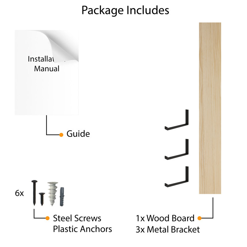 72 Inch Long Floating Shelf For Wall, Wooden Bookshelf, Living Room Organization, Office Decor, Farmhouse, 1pc, Natural