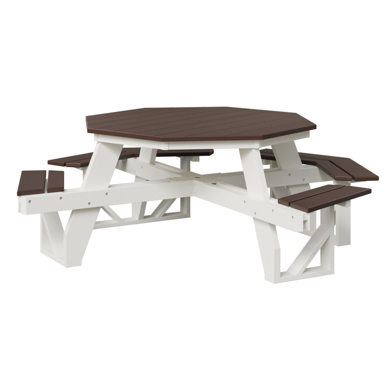  Table de pique-nique octa, Brun chocolat / Blanc, H 30,5 po x L 86,25 po x l 86,25 po