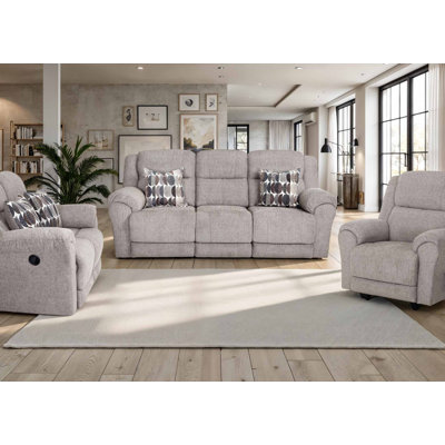 Sager 3-piece Manual Reclining Living Room Set With Sofa, Loveseat & Recliner