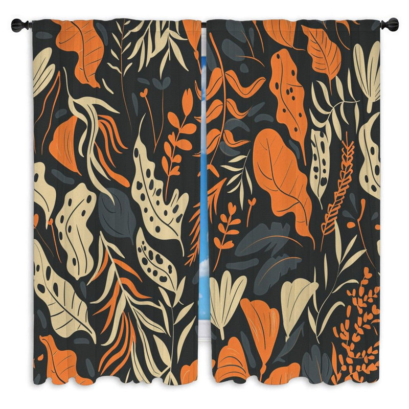 Floral Window Curtains  Nature motif Dynamic Drapes - 2 Panels 14297, L 20 po x L 52 po