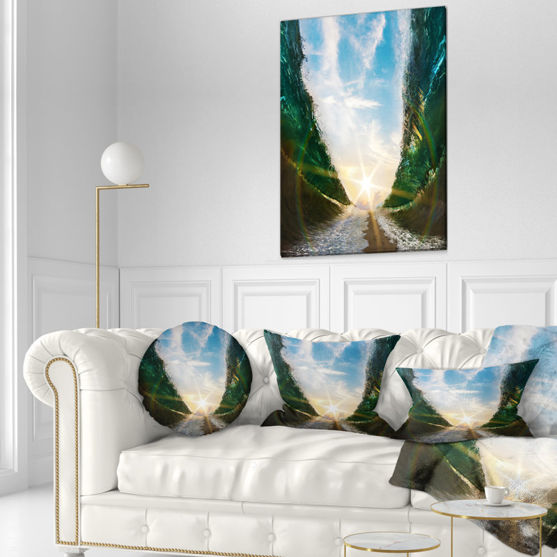 Coussin marin vers le soleil, 18 po x 18 po, Carré