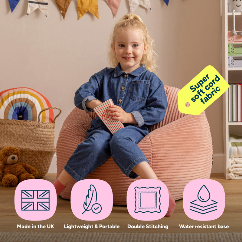 Kids Kingston Corduroy Classic Bean Bag, Pink