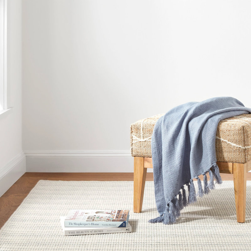 Evelyn Linen Throw, Pewter Blue