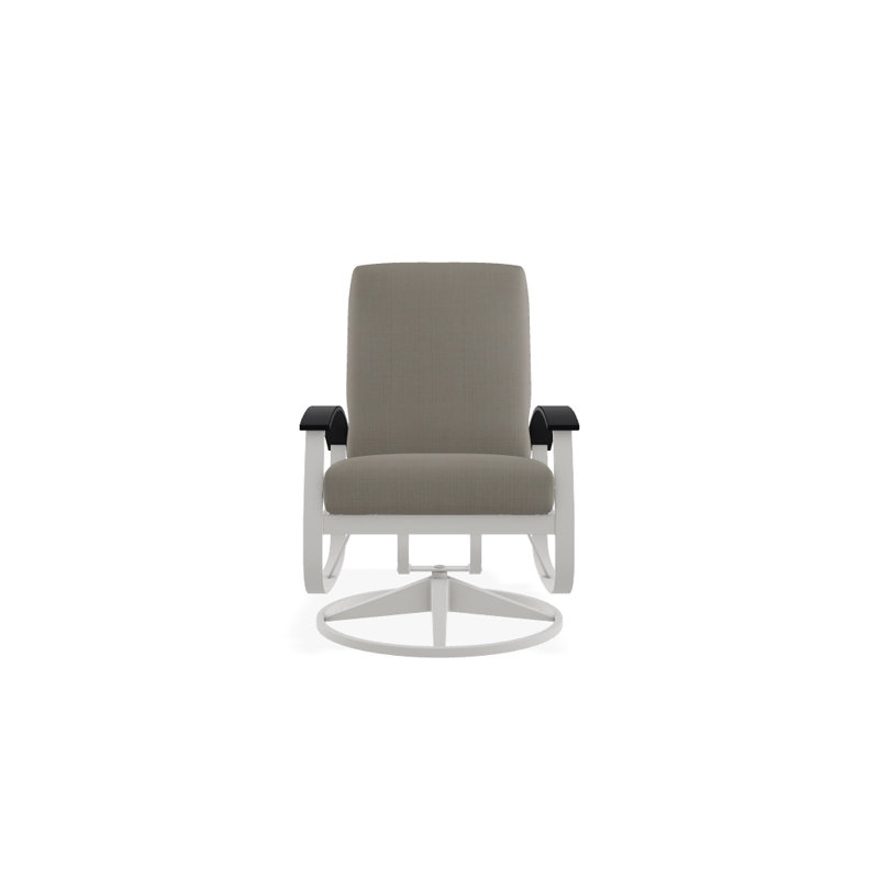 Belle Isle Outdoor Swivel Lounge Chair, Cast Slate Sunbrella® Plainweave, Black P70, Textured Snow