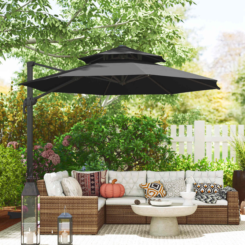 Parasol de jardin en porte-à-faux rotatif 11 pi Arlmont & Co., gris