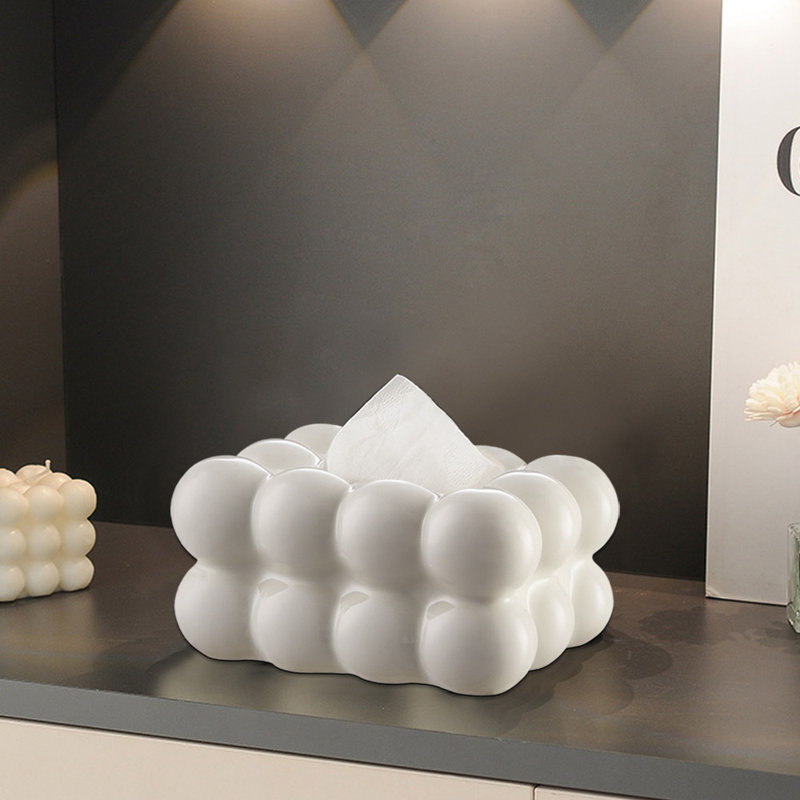Chaundra Ceramic Makeup Organizer, Milk White