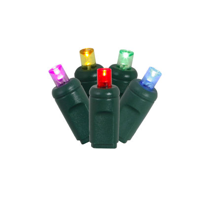  70 Multi-Colored Wide Angle LED Light on Green Wire, 4" Spacing x 24' Long Christmas Light Strand