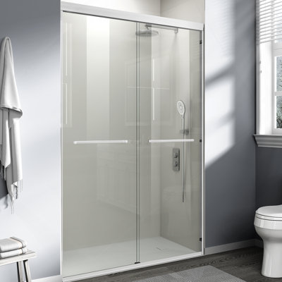 Double Sliding Shower Door, Semi-Frameless Bathroom Sliding Door